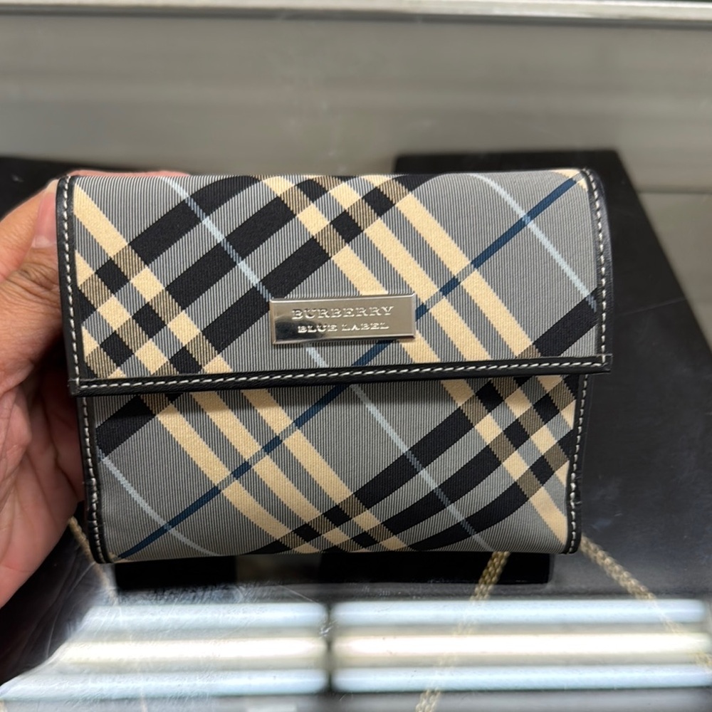 Burberry Black and Cream Wallet with Iconic Design